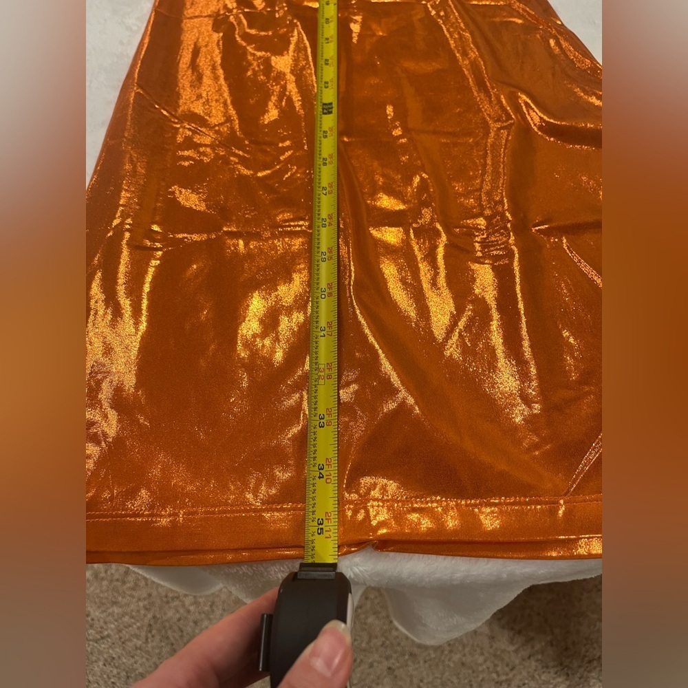 Fashion Nova Short Temper Metallic Mini Dress - Orange - Size M - Picture 4 of 8